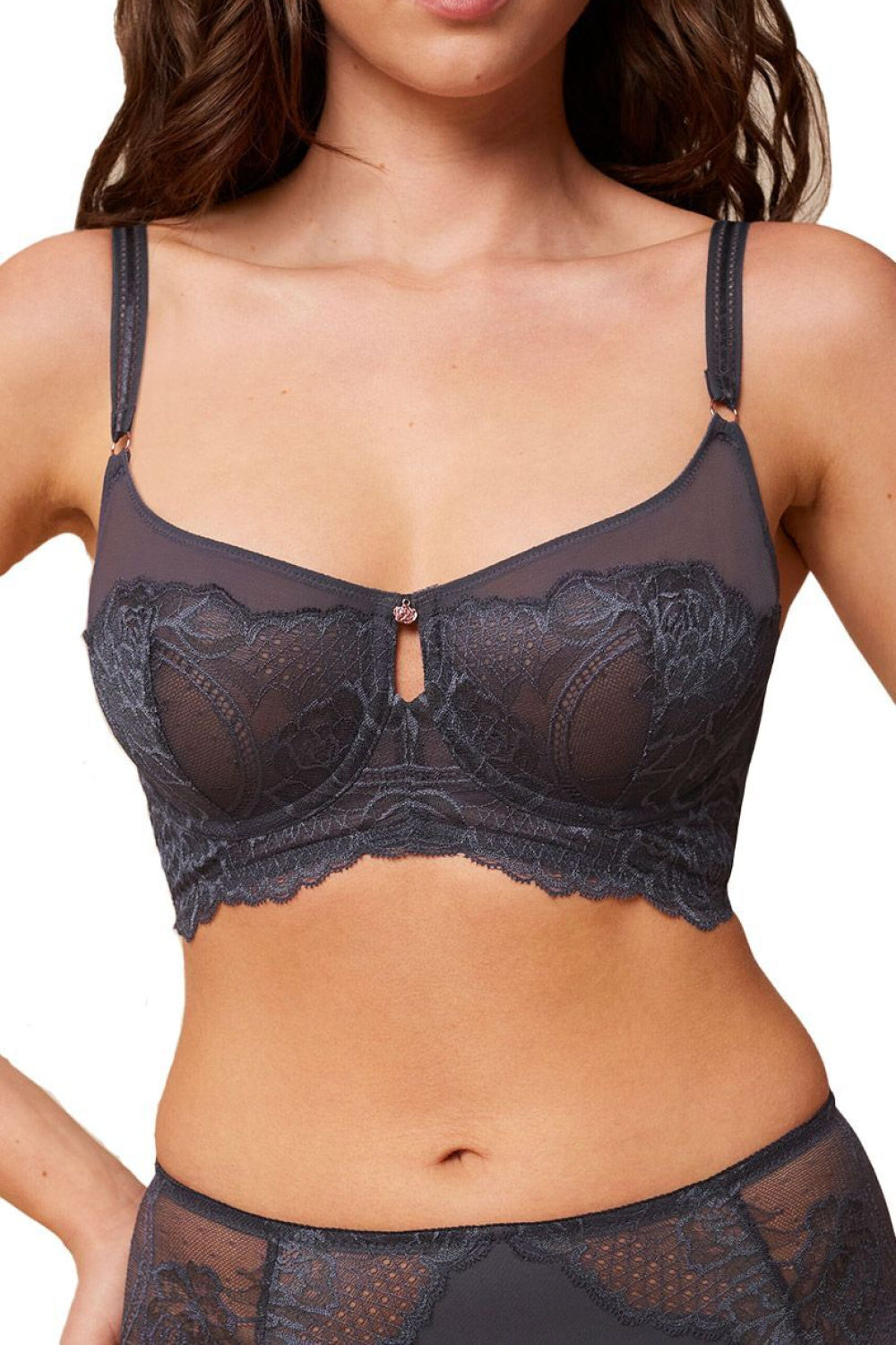 Triumph Wild Peony Florale Graphite Lace Balcony Soft Bra