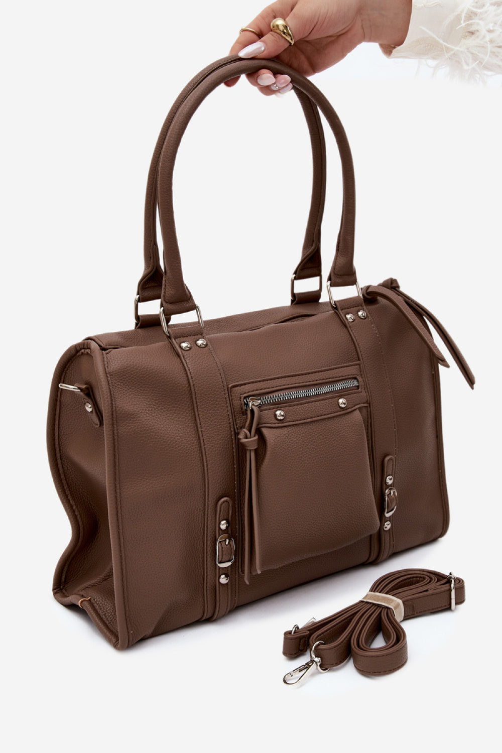 Step In Style Nolita Taupe Faux Leather Handbag