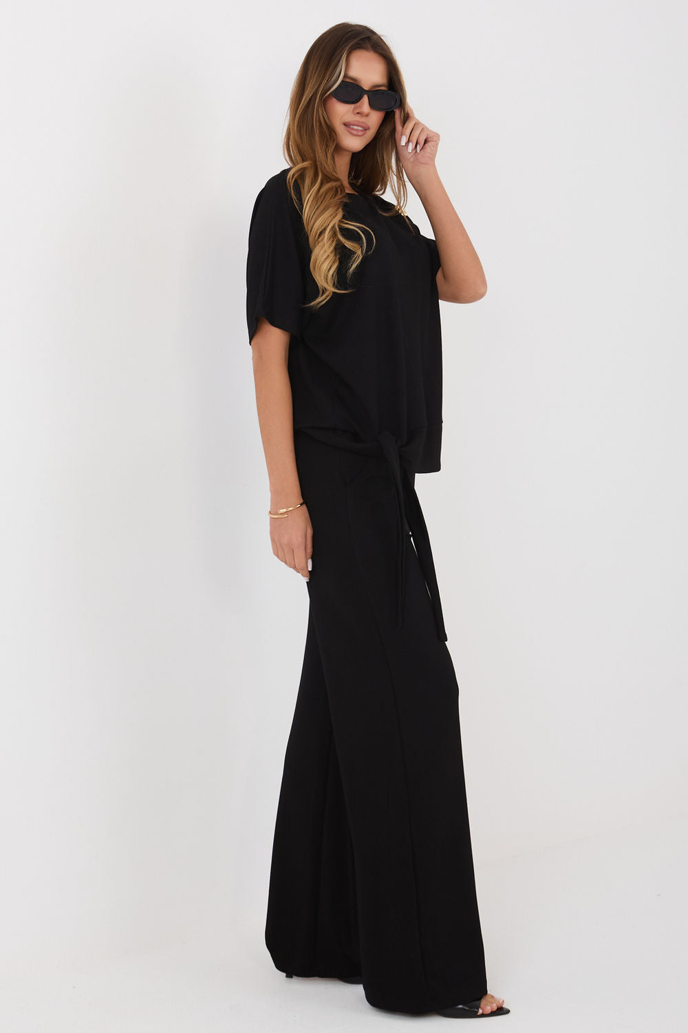Relevance Black Wide Leg Short Sleeve Co-Ord Set - view 2