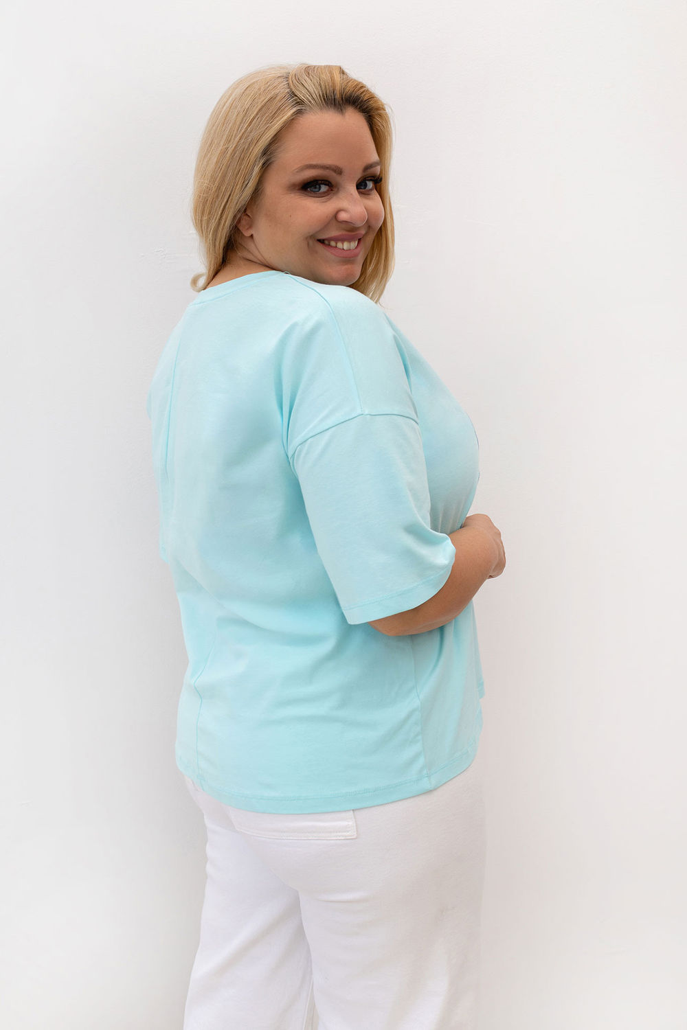 Relevance Mint Short Sleeve Cotton Plus Size T-Shirt - view 3