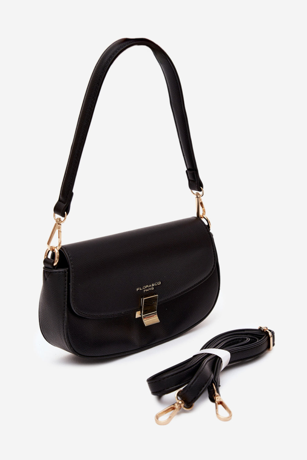 Step In Style Acacia Black Faux Leather Handbag