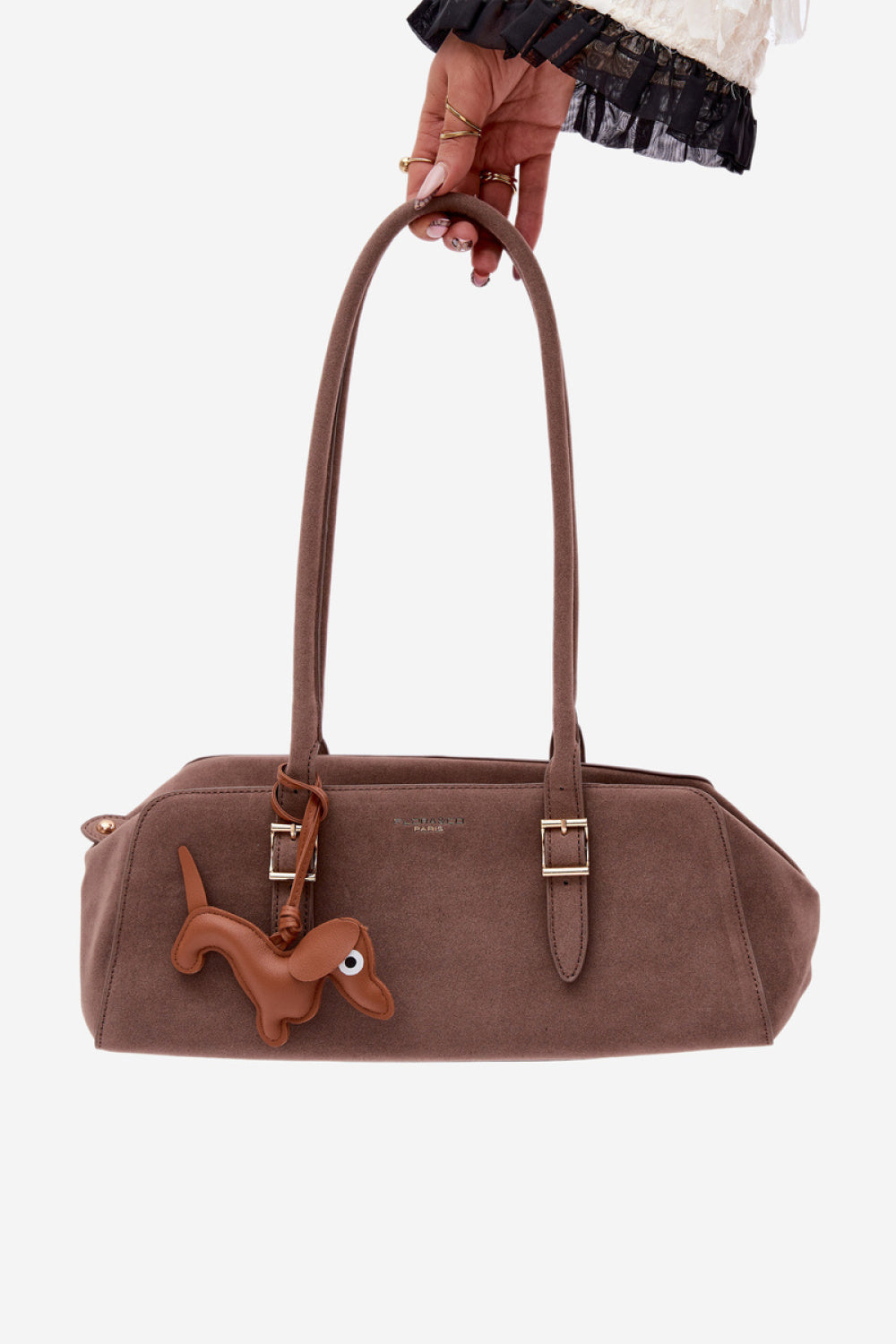 Step In Style Noely Taupe Faux Suede Handbag