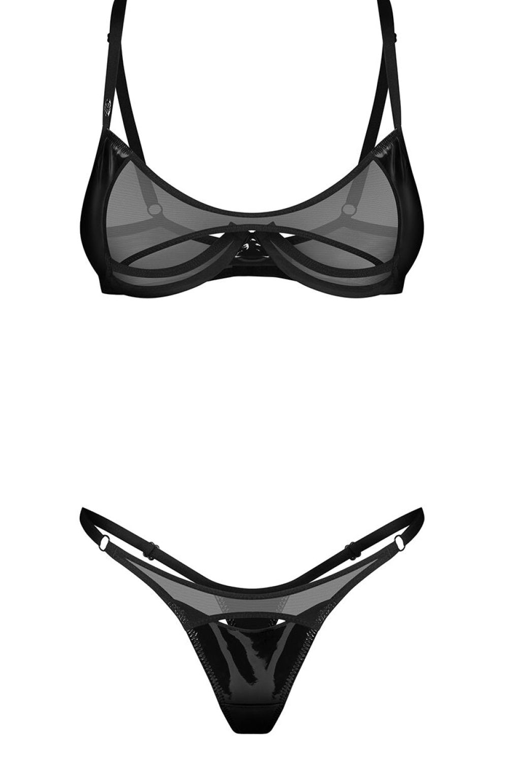 Obsessive Rolleya Black Cut Out Mesh Underwired Sexy Lingerie Set - view 3