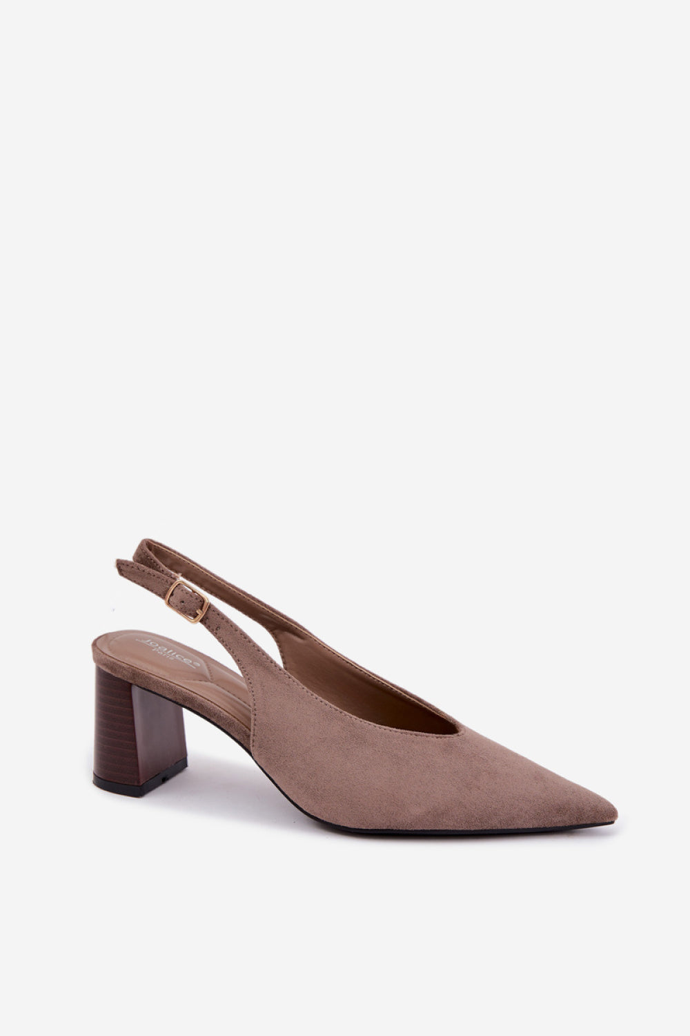 Step In Style Sorenia Taupe Faux Suede Block Heel Court Shoes - view 2