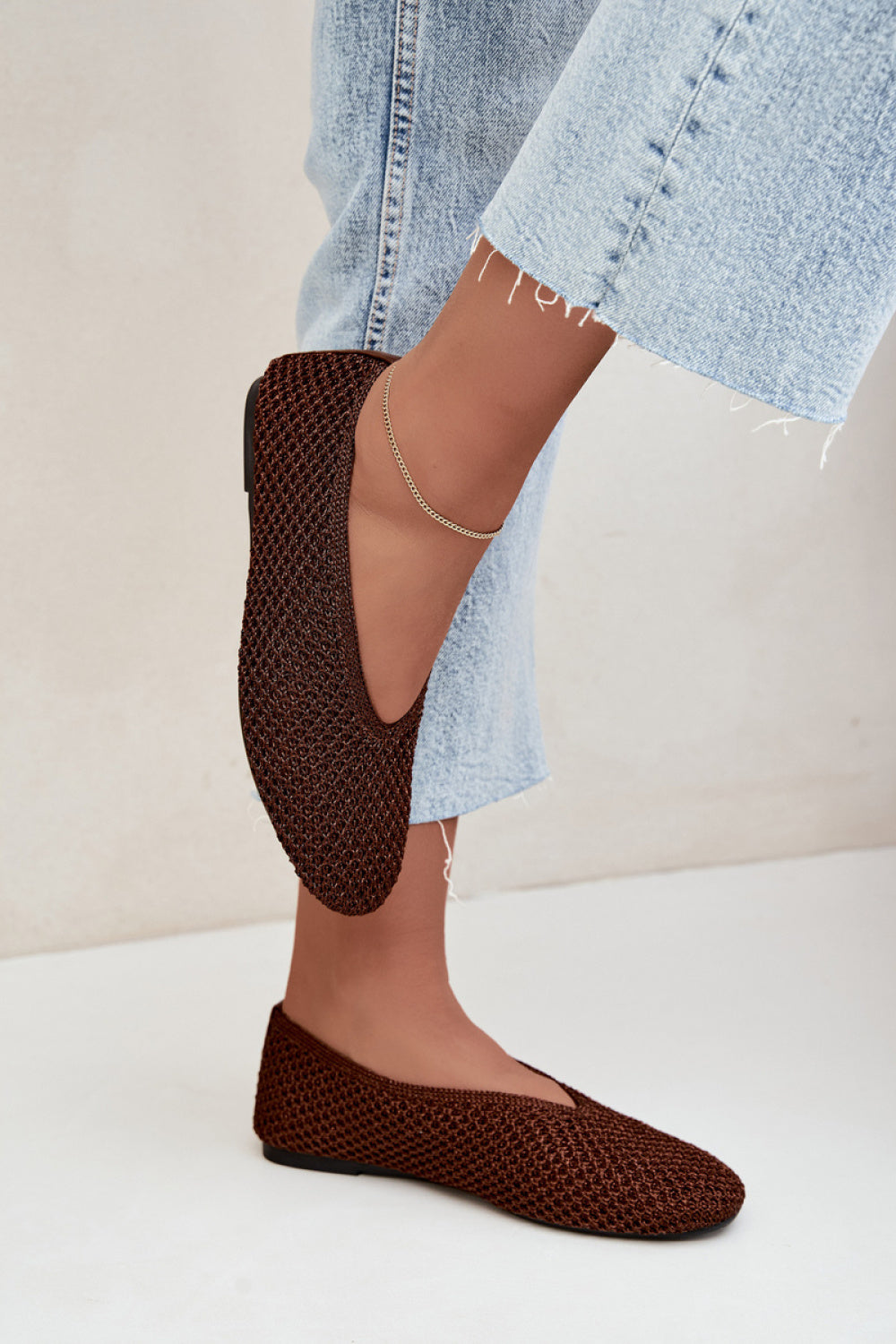 Step In Style Calmore Brown Mesh Ballet Flats - view 3
