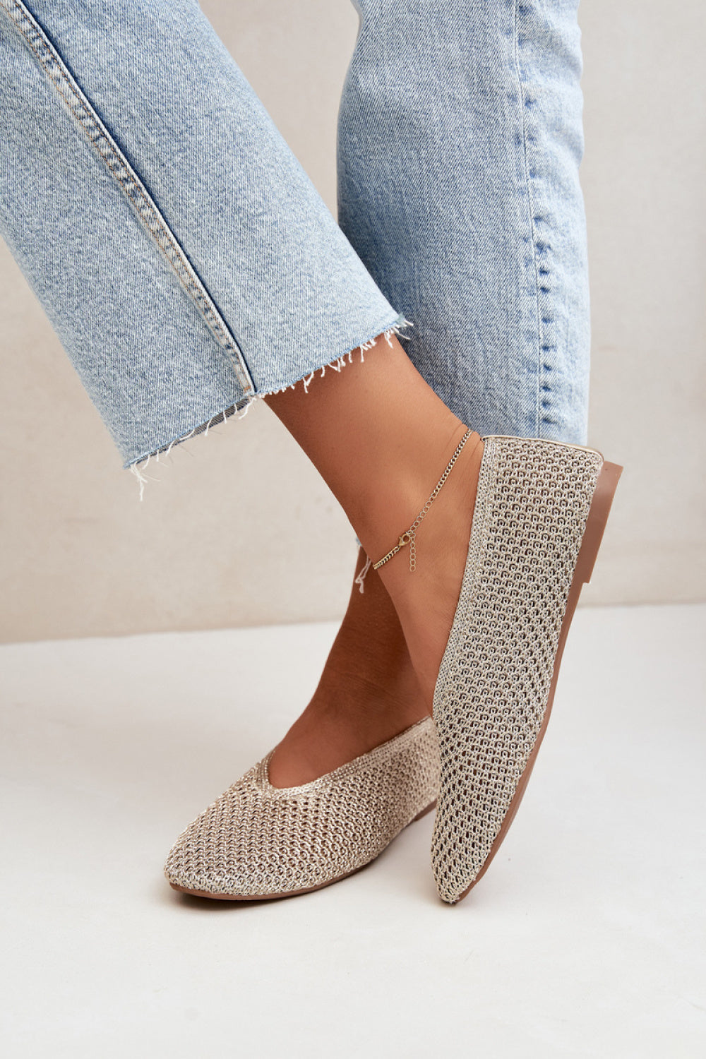 Step In Style Calmore Gold Mesh Ballet Flats - view 3