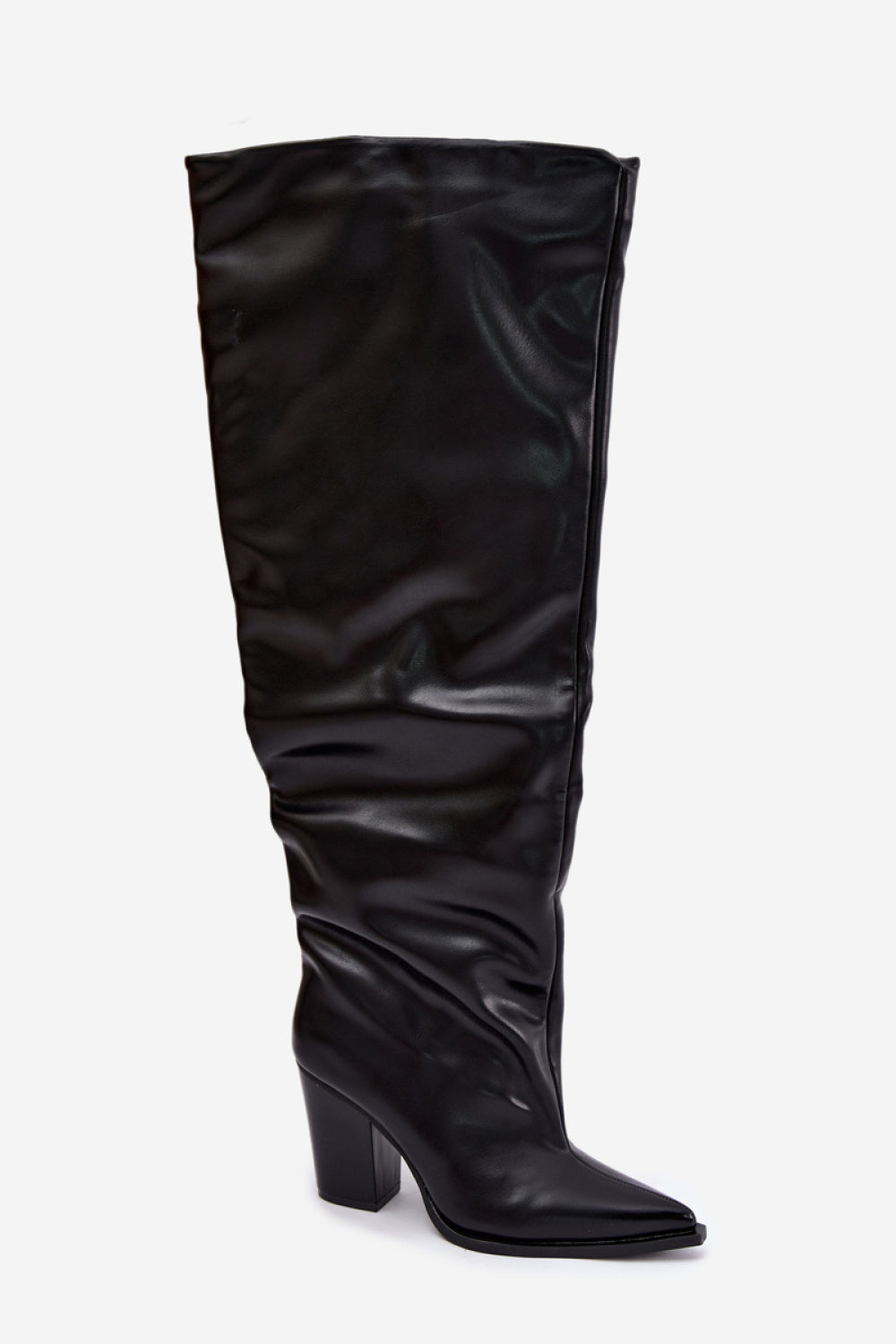 Step In Style Anica Black Faux Leather Block Heel Heeled Ankle Boots - view 2