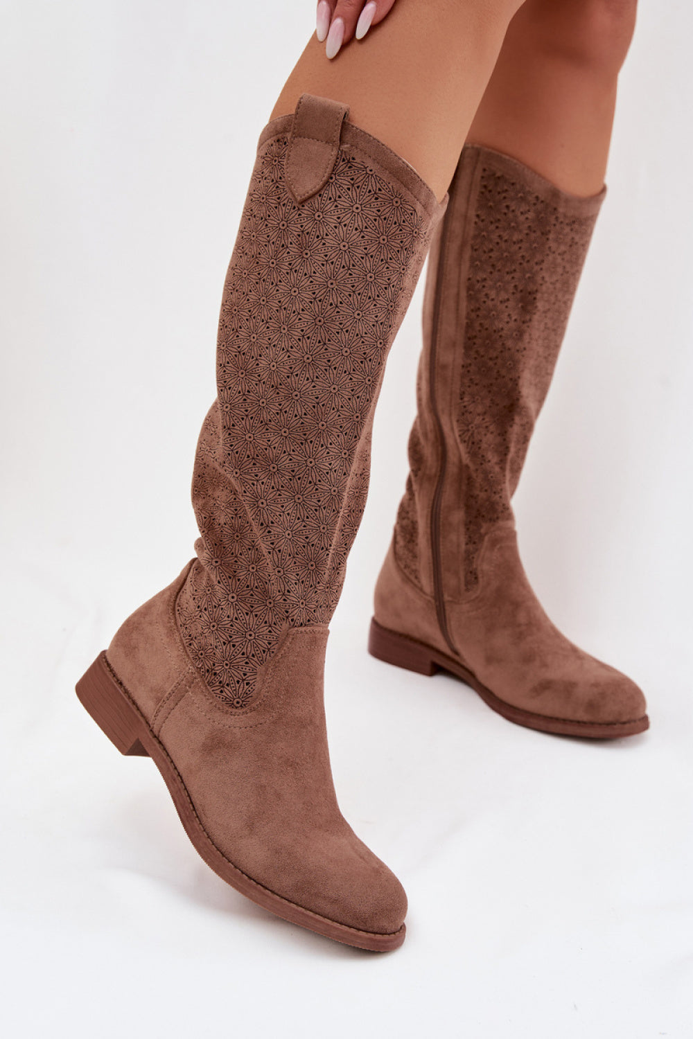 Step In Style Brown Faux Suede Flat Over The Knee Boots