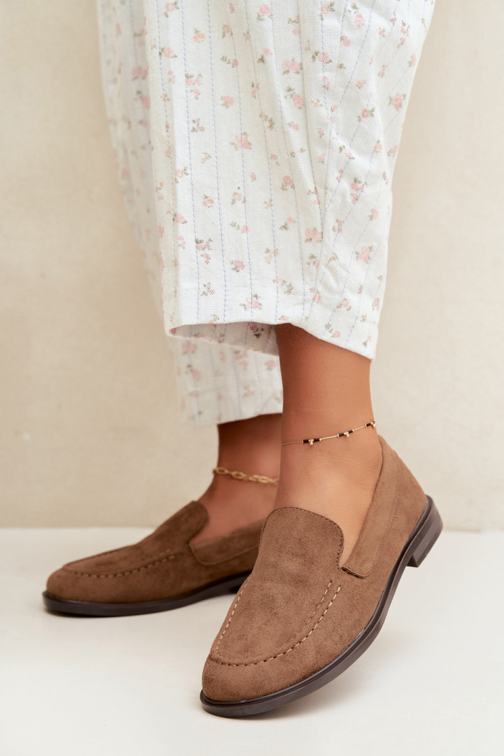 Step In Style Laisie Brown Faux Suede Flat Loafers