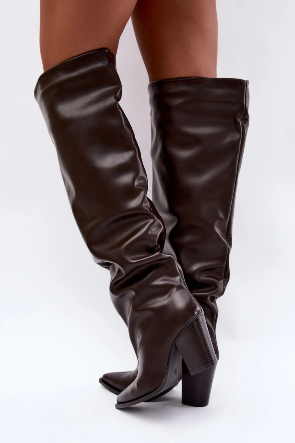 Step In Style Anica Chocolate Faux Leather Heeled Ankle Boots - view 4