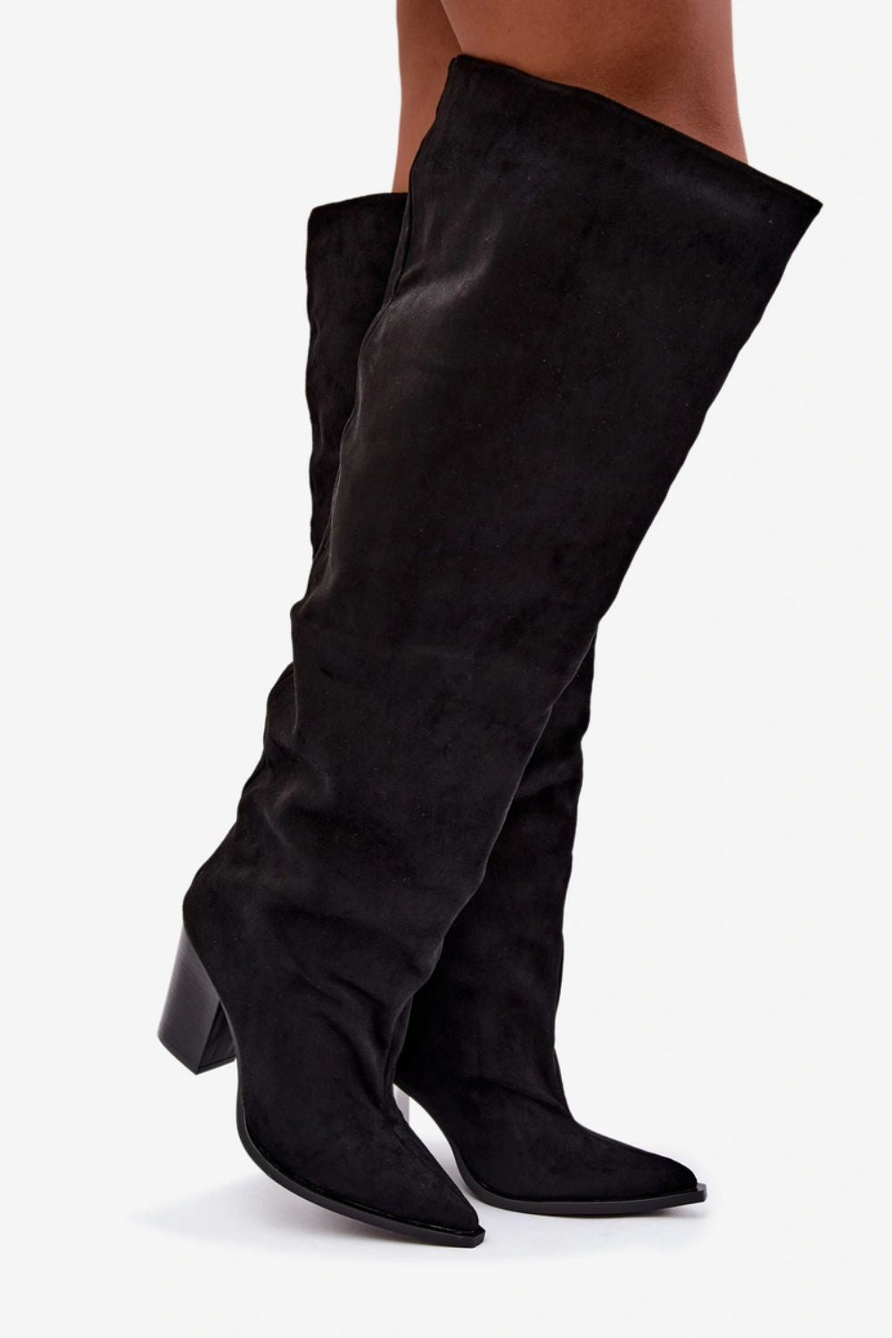 Step In Style Anica Black Faux Suede Warm Lined Heeled Ankle Boots - view 3
