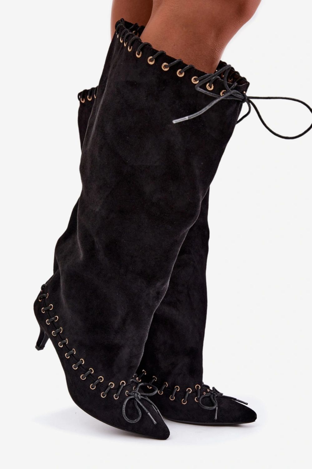 Step In Style Juletta Black Faux Suede Warm Lined Heeled Ankle Boots - view 3