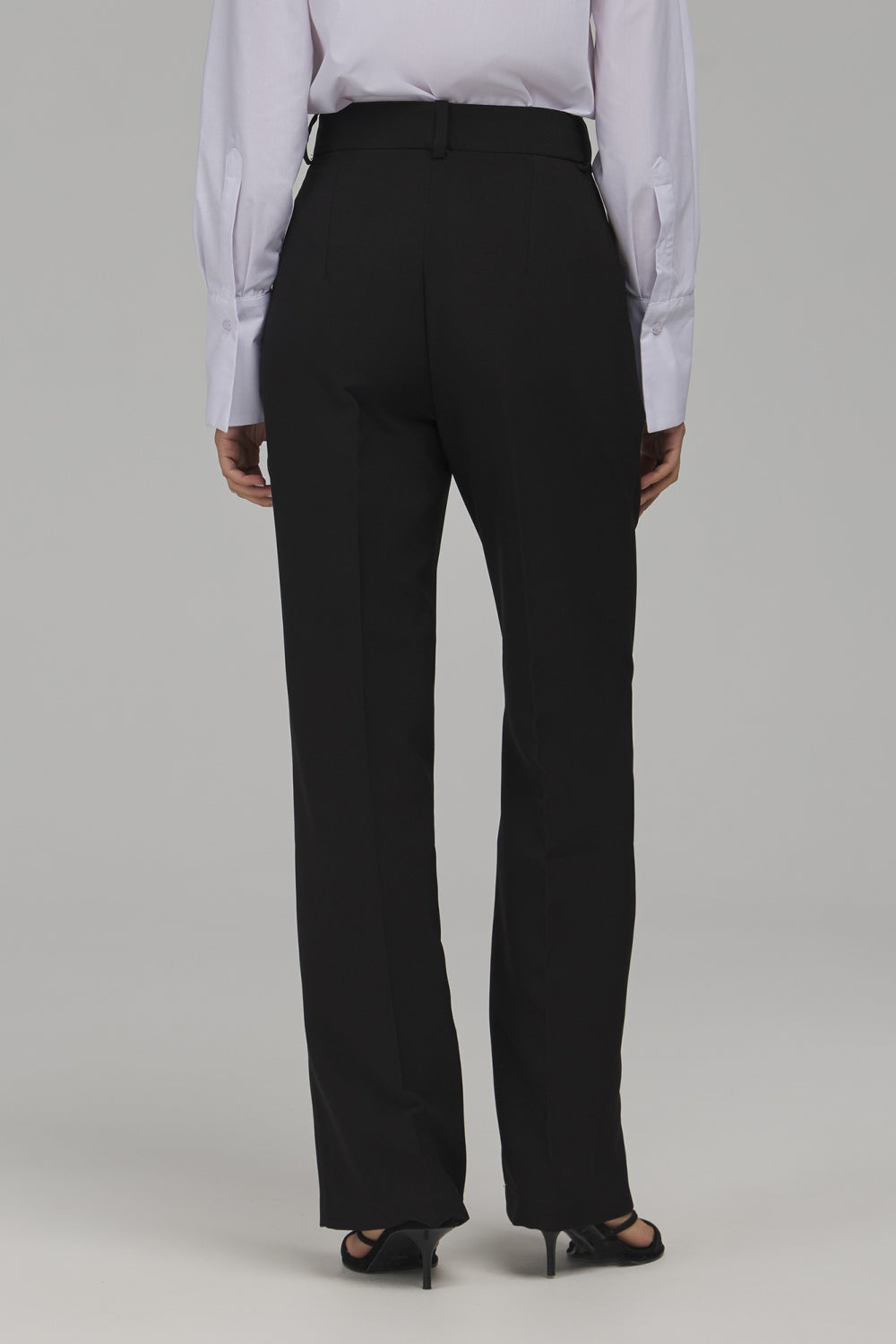 Nife Black Straight High Waisted Trousers - view 3