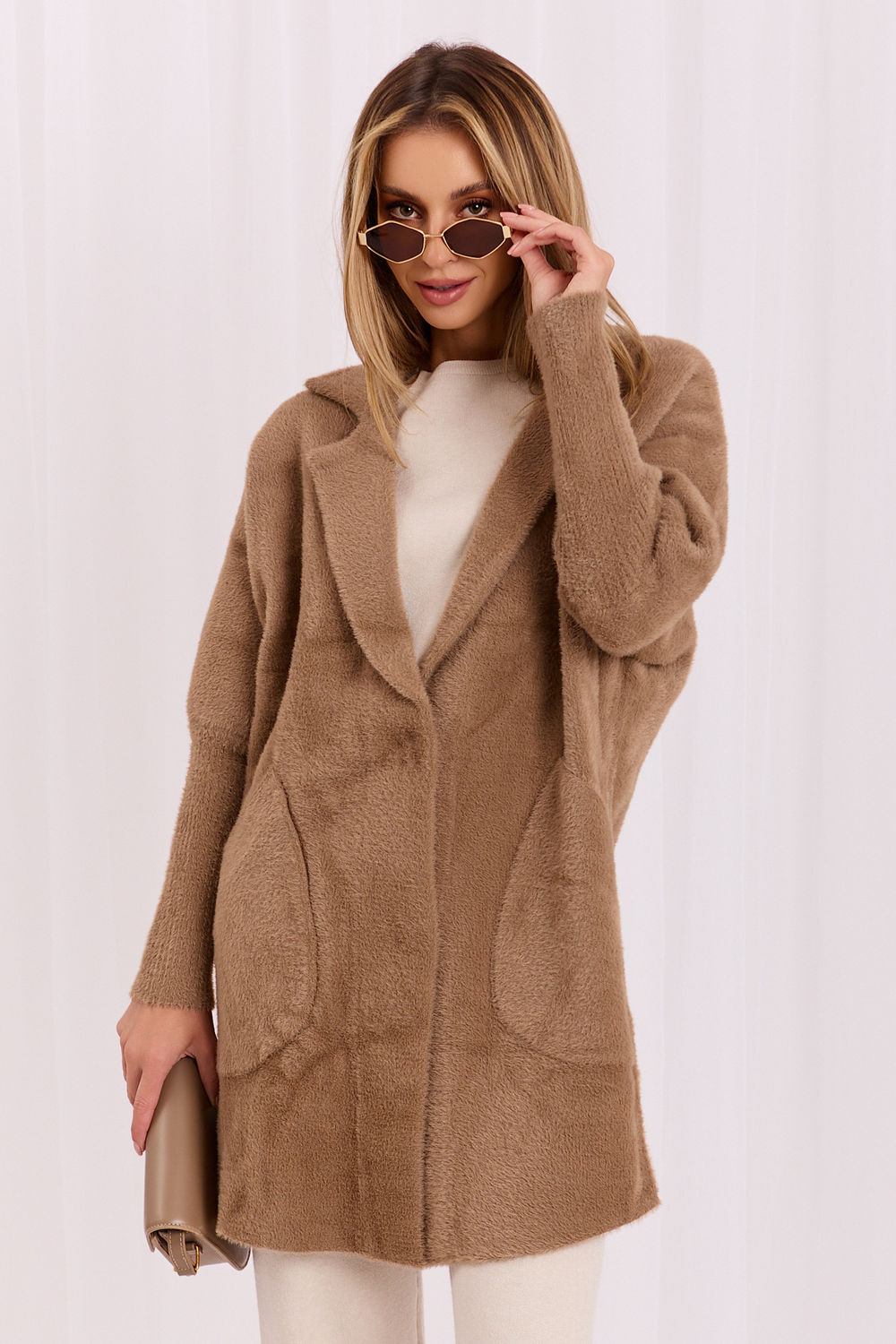 Factory Price Dark Beige Long Sleeve Coat