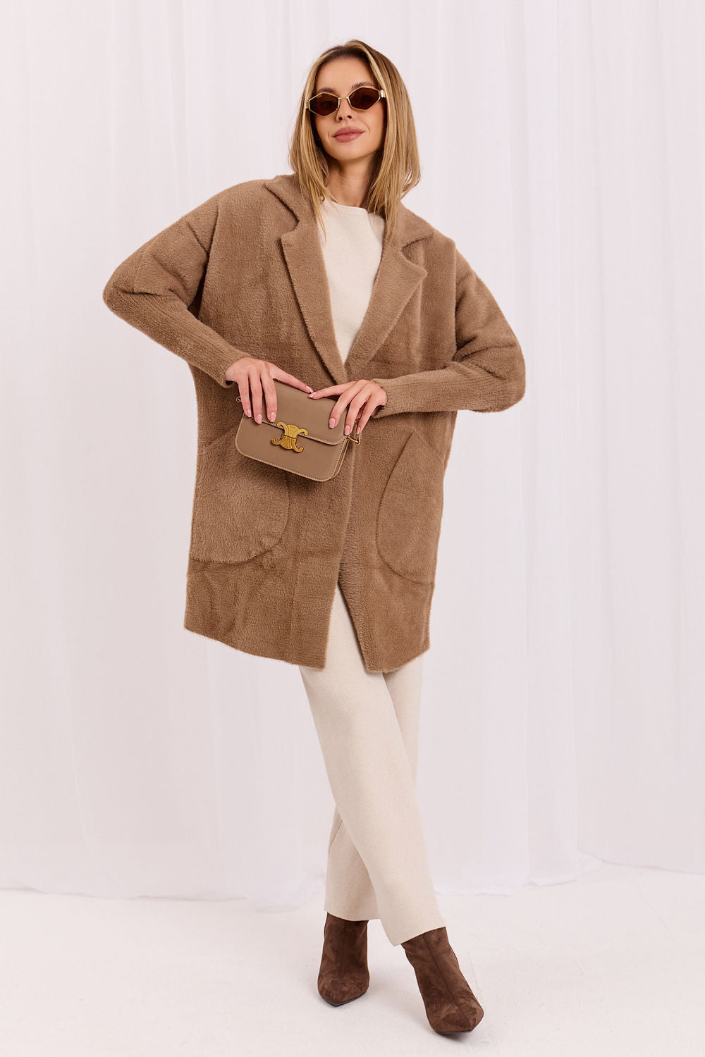Factory Price Dark Beige Long Sleeve Coat - view 2