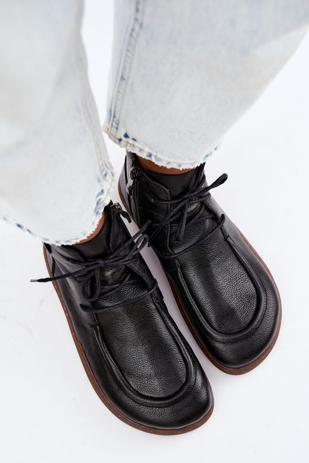Step In Style Zazoo Black Leather Warm Lined Barefoot Shoes - view 3