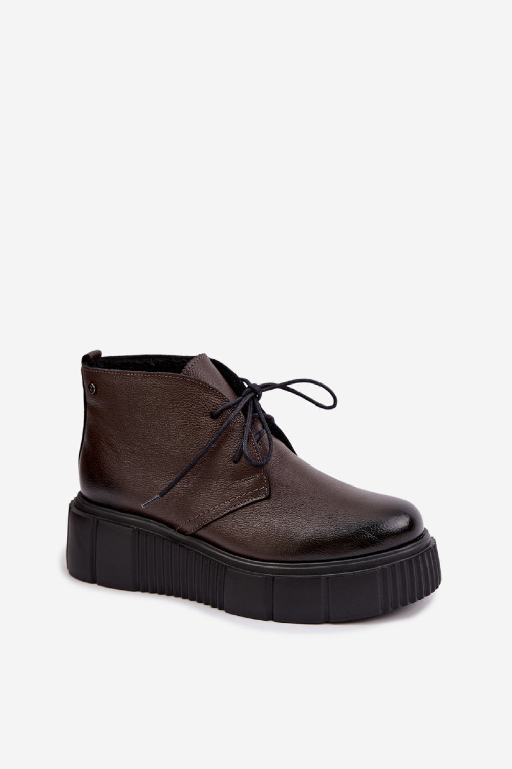 Step In Style Zazoo Chocolate Leather Warm Lined Platform Shoes - view 2