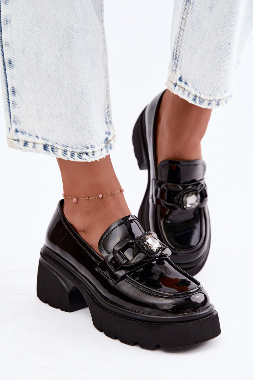Step In Style Artiker Black Leather Platform Shoes