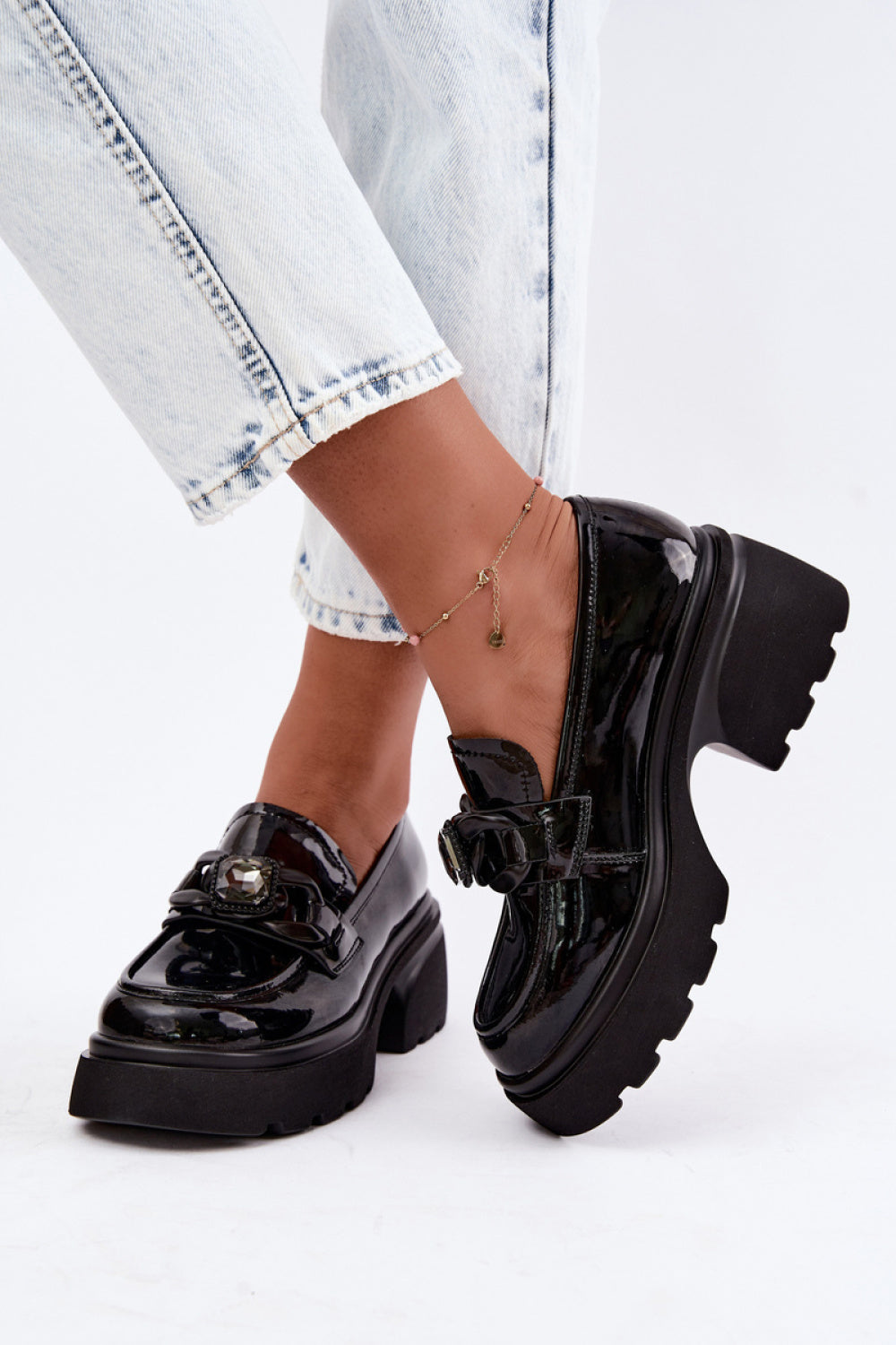 Step In Style Artiker Black Leather Platform Shoes - view 3