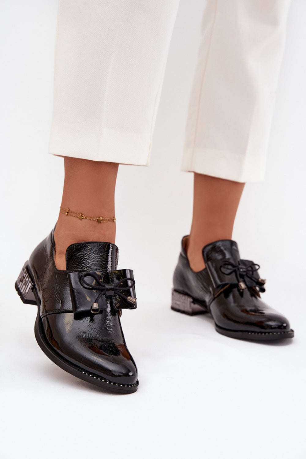 Step In Style Zazoo Black Leather Heeled Shoes