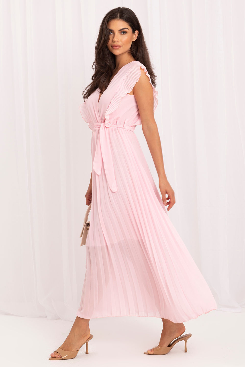 Rue Paris Light Pink Midi Wrap Dress - view 2