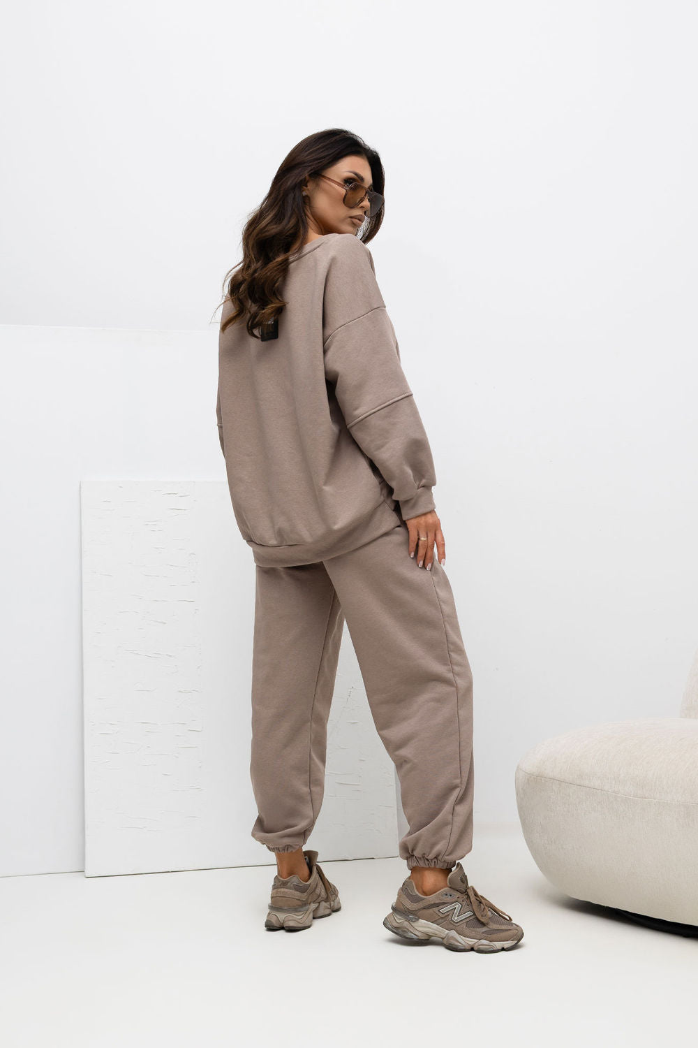 Rue Paris Dark Beige Long Sleeve Cotton Co-Ord Set - view 2