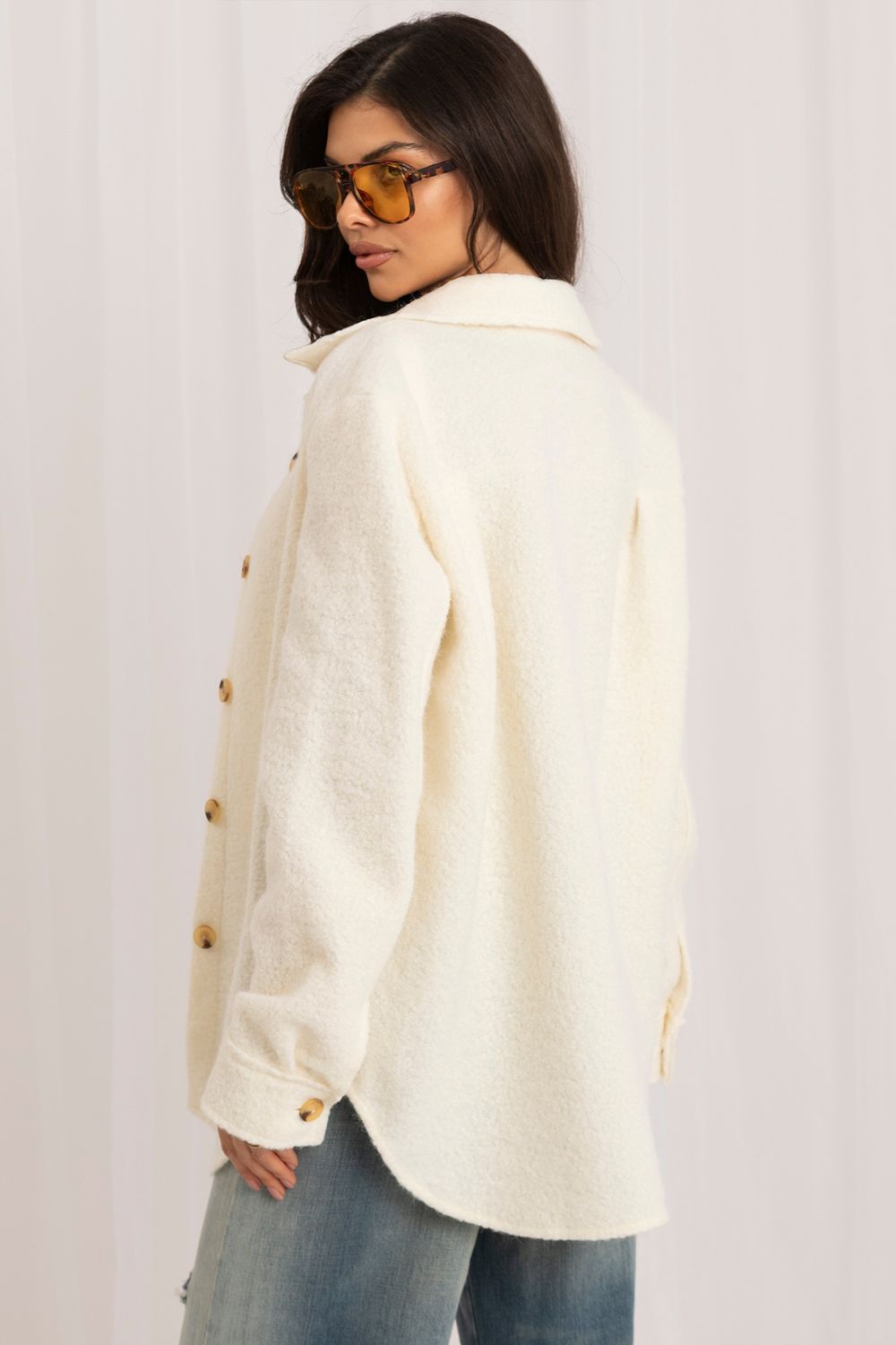 Rue Paris Ecru Knitted Long Sleeve Jacket - view 3
