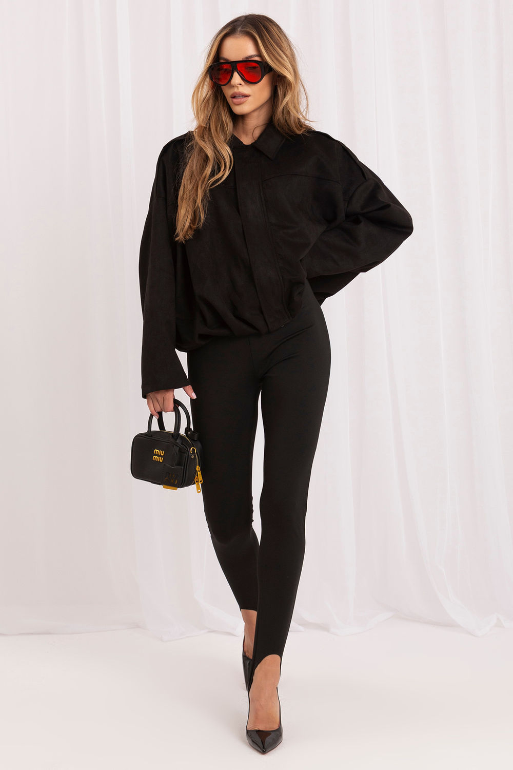 Italy Moda Black Suede Zip Up Jacket - view 2