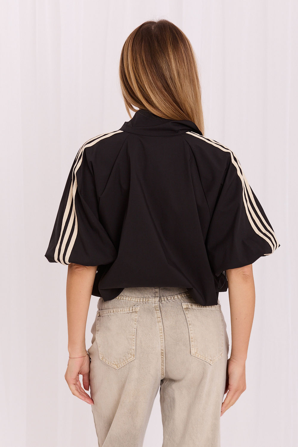 Italy Moda Black Striped Zip Up Jacket - view 3