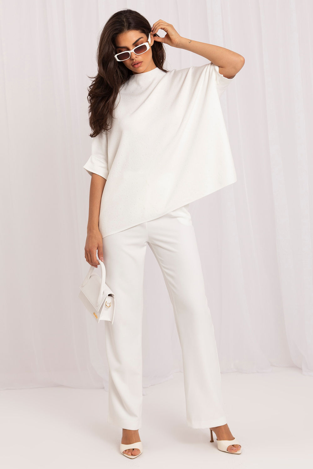 Italy Moda Ecru Oversized Short Sleeve Jumper
