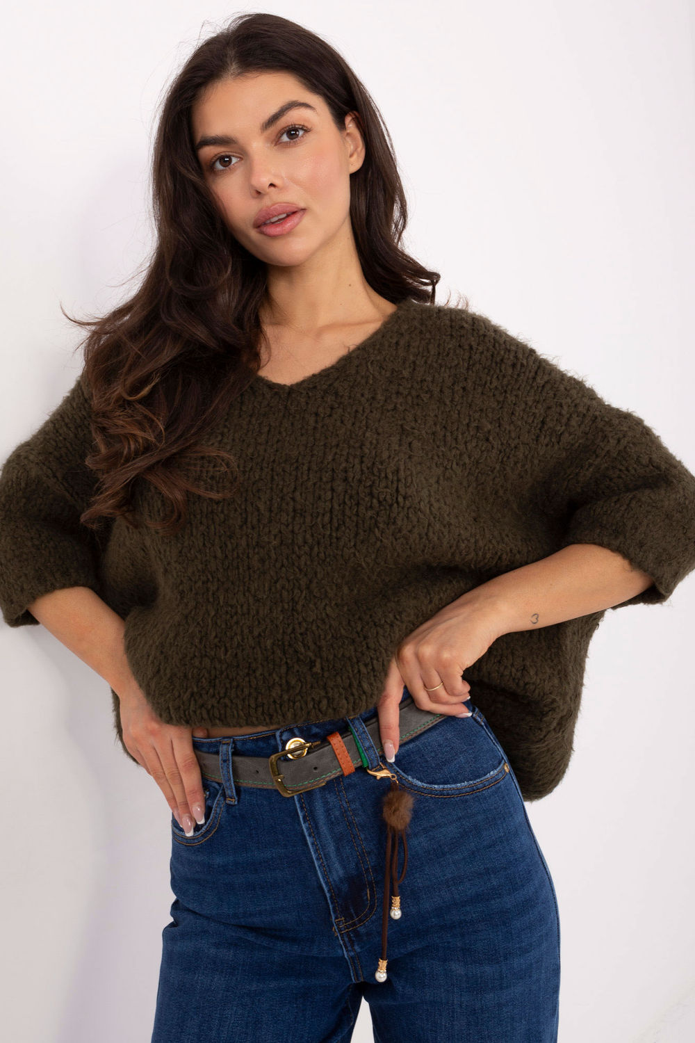 Italy Moda Khaki Long Sleeve Jumper