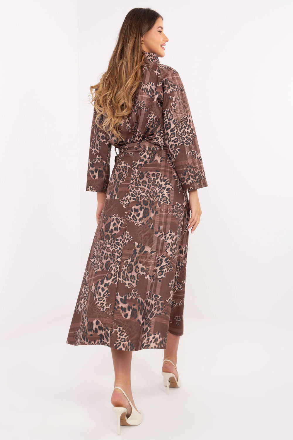 Italy Moda Dark Beige Suede Midi Skirt - view 3