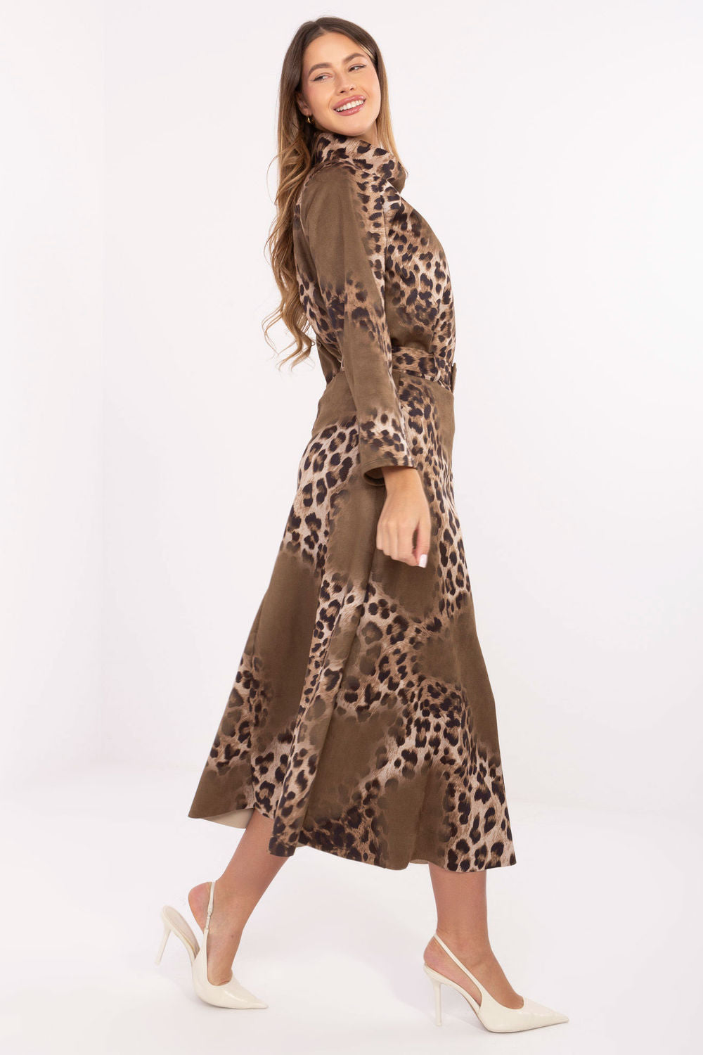 Italy Moda Khaki Suede Midi Skirt - view 2