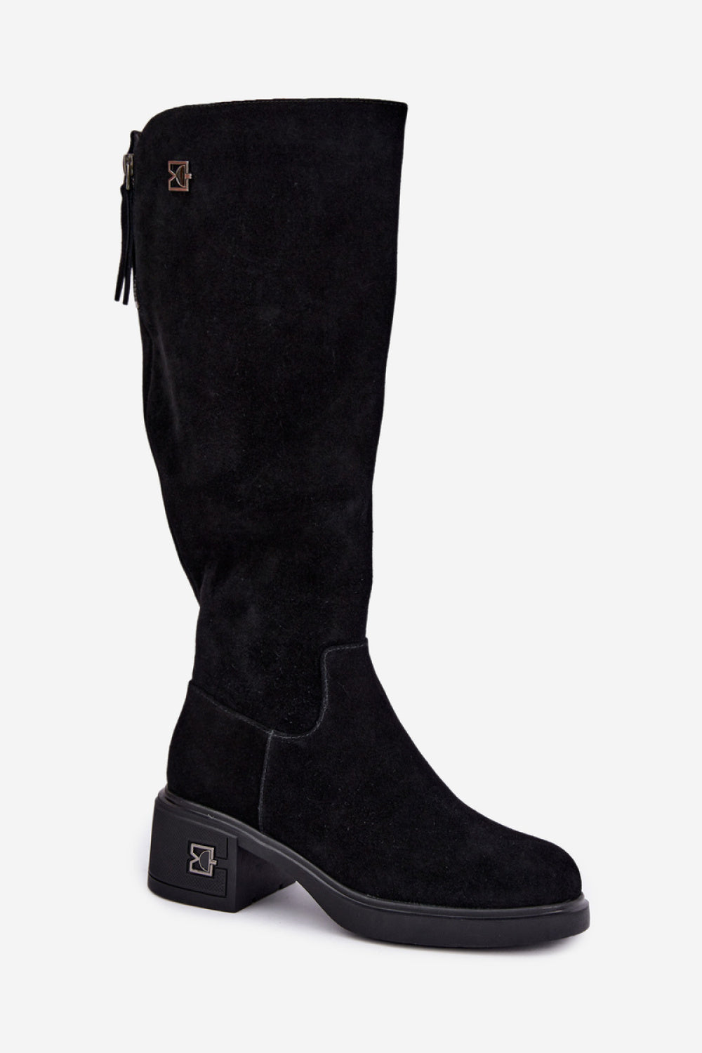Step In Style Vinceza Black Suede Knitted Heeled Ankle Boots - view 2