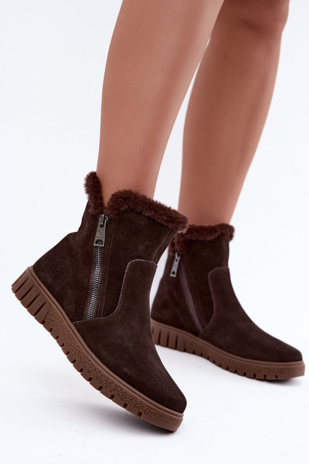 Step In Style Vinceza Chocolate Suede Warm Lined Boots with Zip