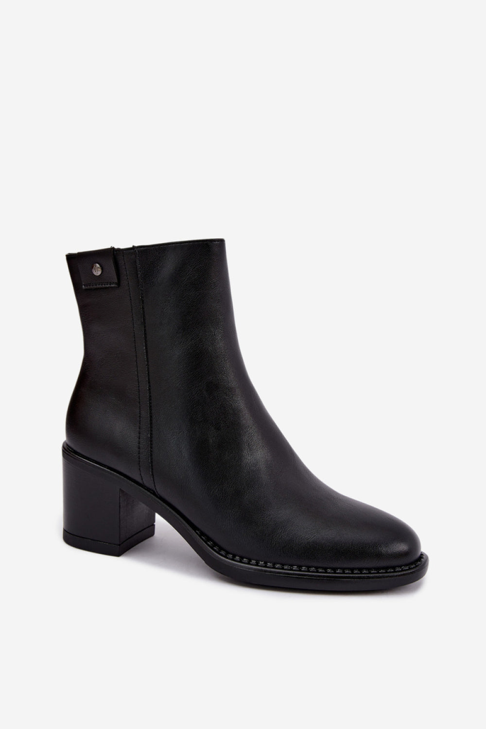 Step In Style Vinceza Black Faux Leather Block Heel Heeled Ankle Boots - view 2