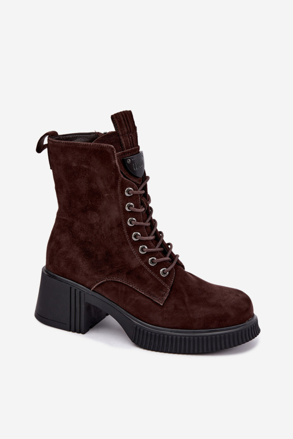 Step In Style Vinceza Brown Block Heel Lace Up Heeled Ankle Boots - view 2