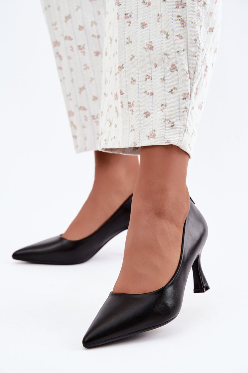 Step In Style Vinceza Black Faux Leather Court Shoes