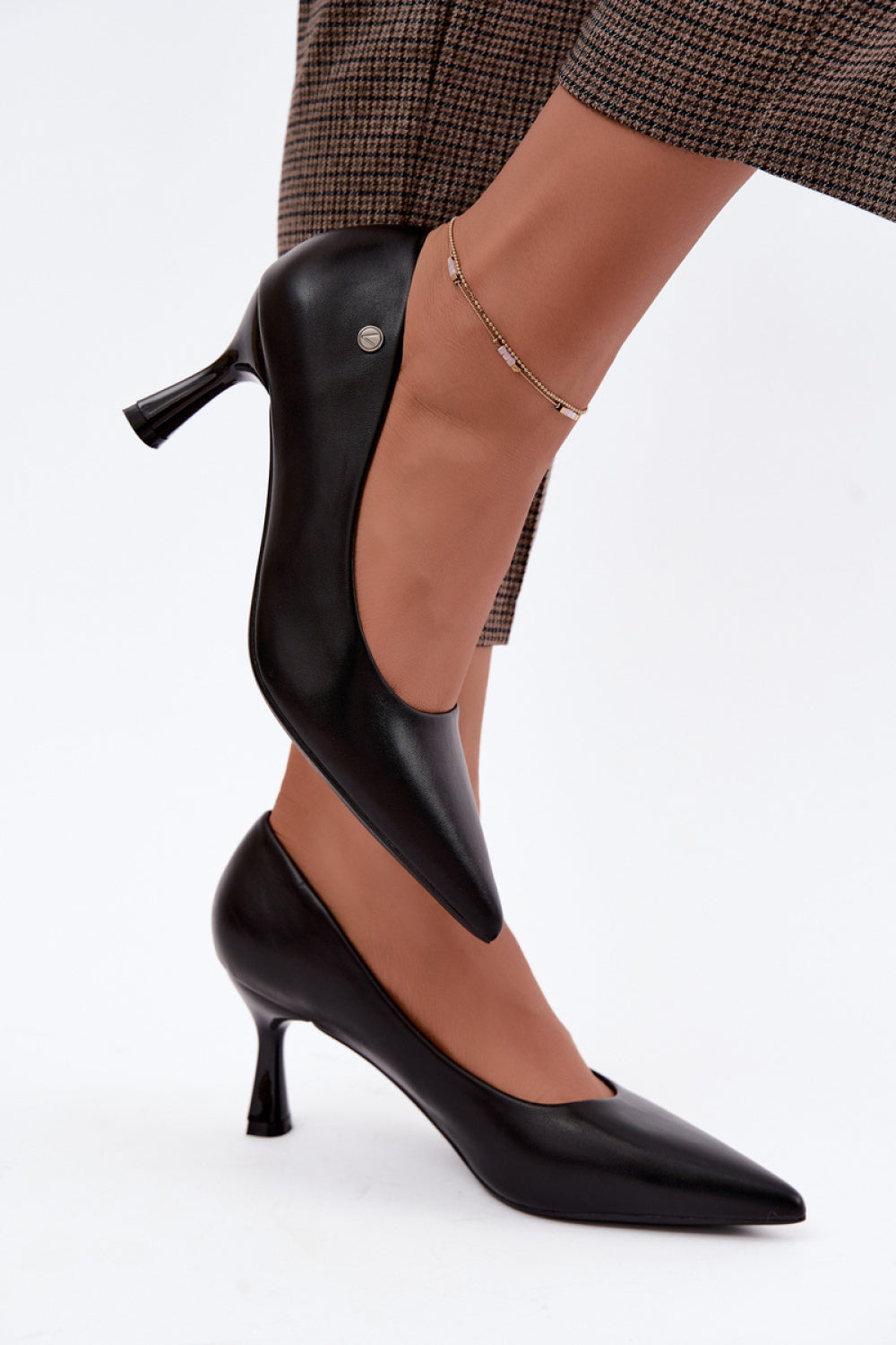 Step In Style Vinceza Black Block Heel Court Shoes