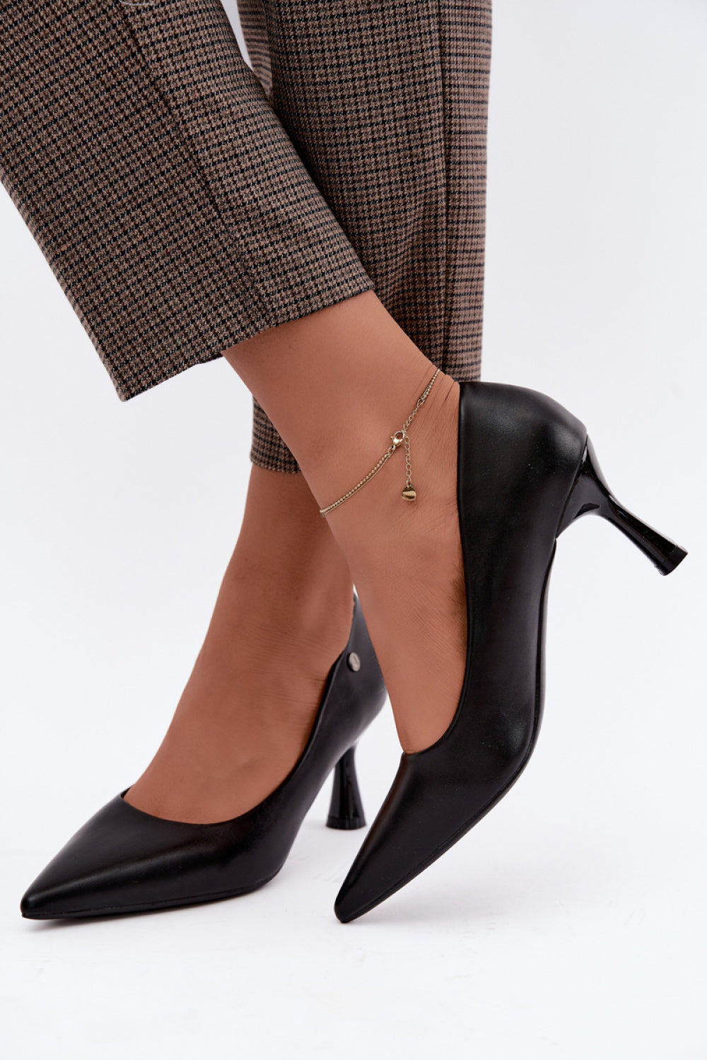 Step In Style Vinceza Black Block Heel Court Shoes - view 3