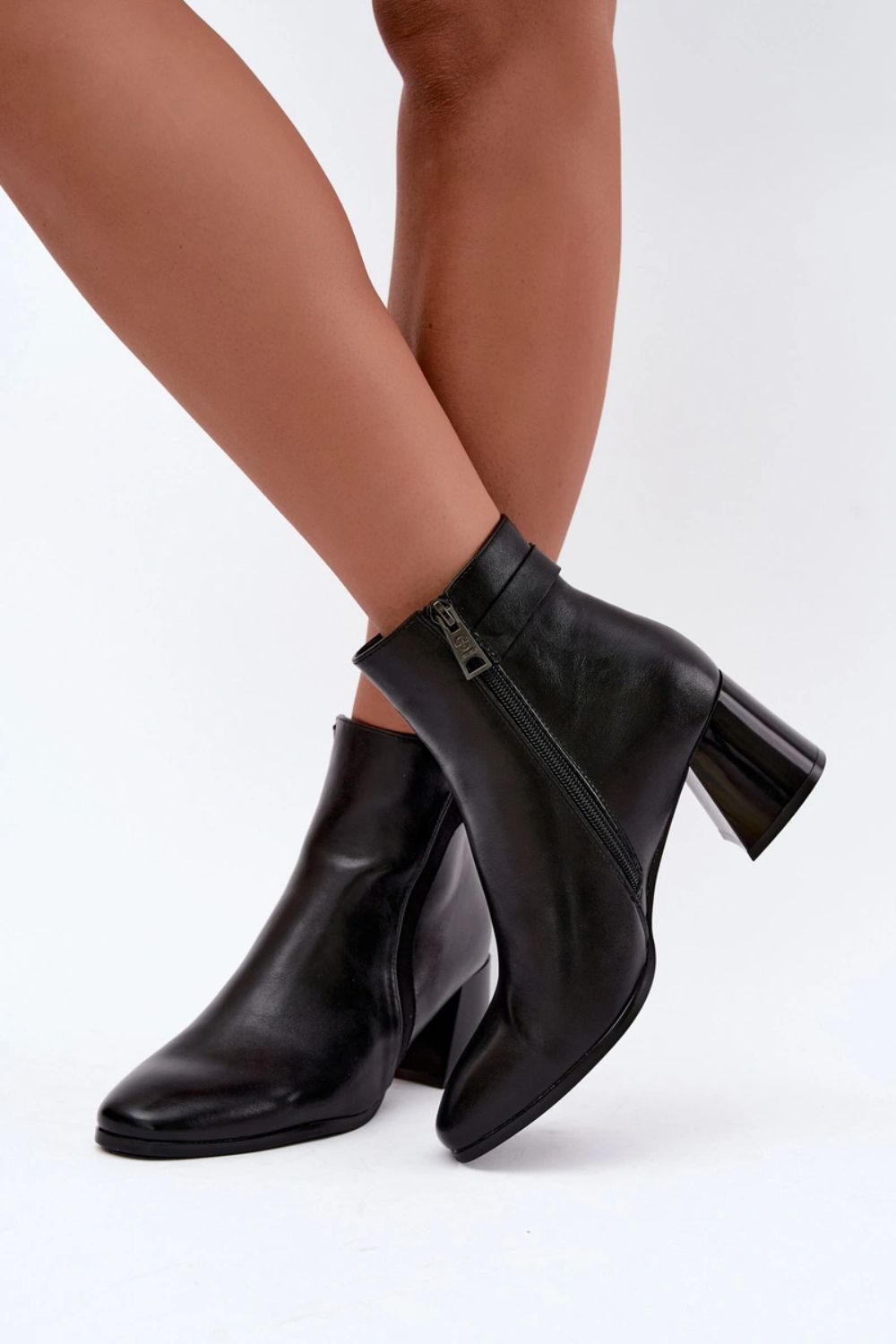 Step In Style Vinceza Black Faux Leather Warm Lined Heeled Ankle Boots - view 4