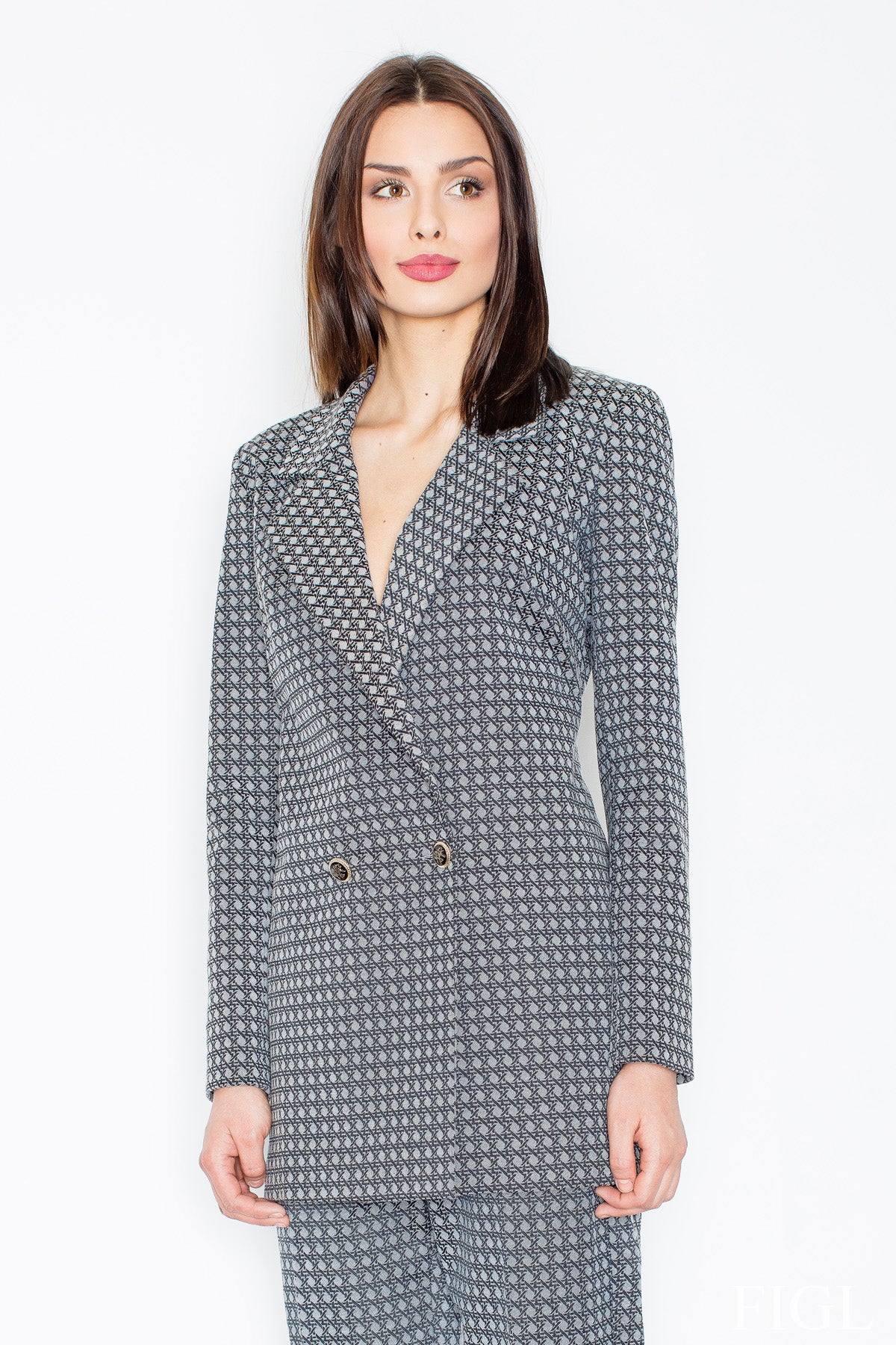 Figl Patterned Collared Jacket