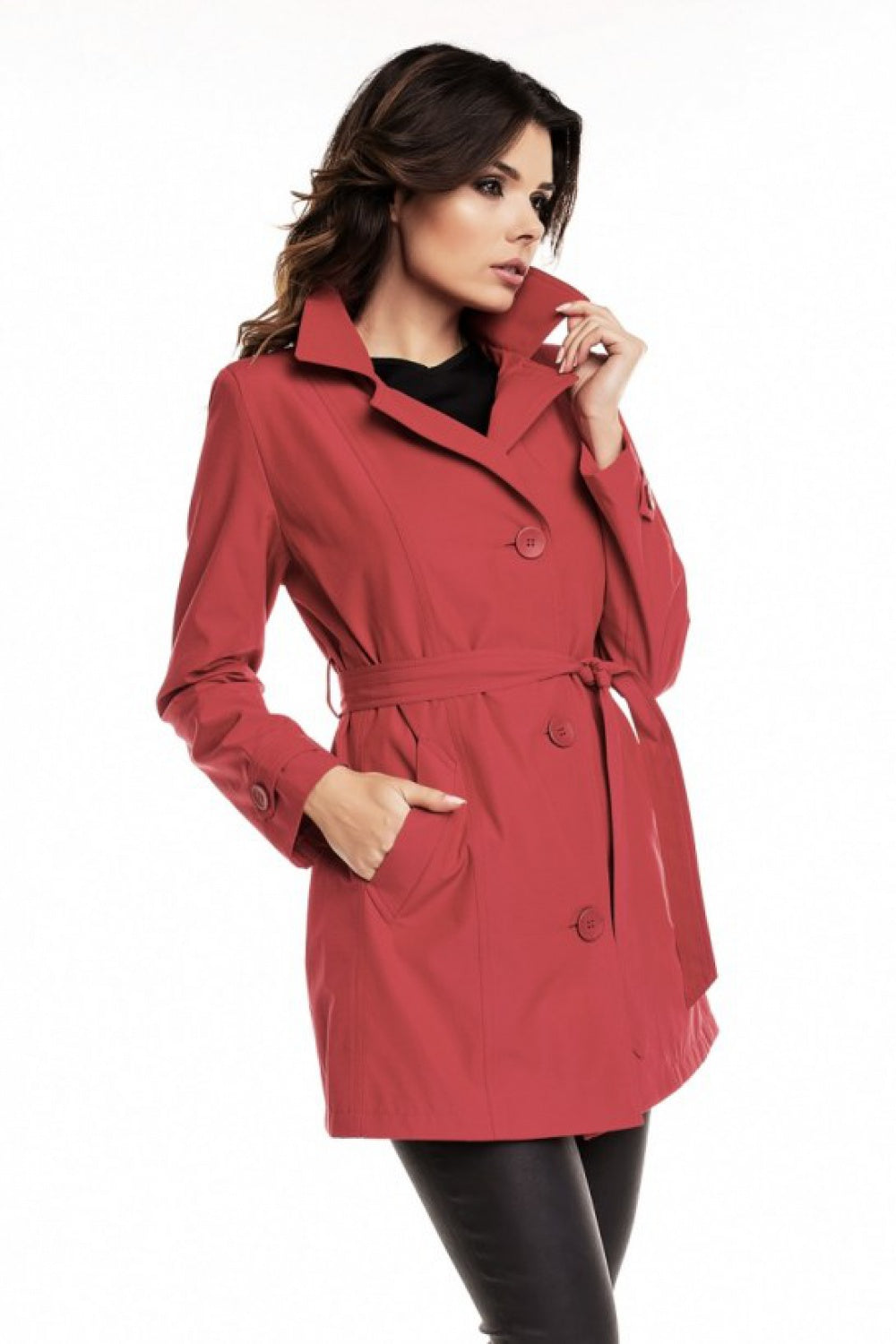 Cabba Red Cotton Coat - view 3
