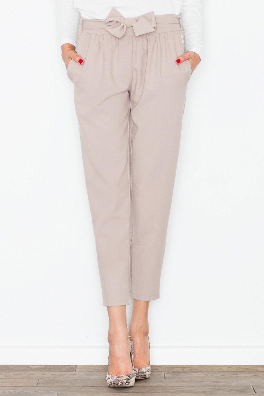 Figl Beige Polyester Trousers