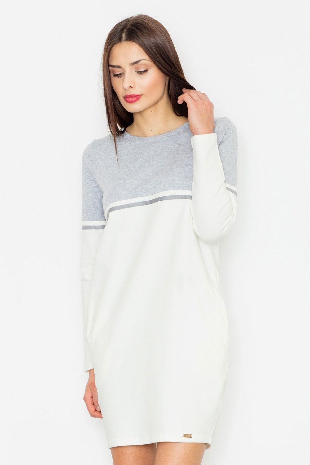 Figl Ecru Round Neck Knitted Dress