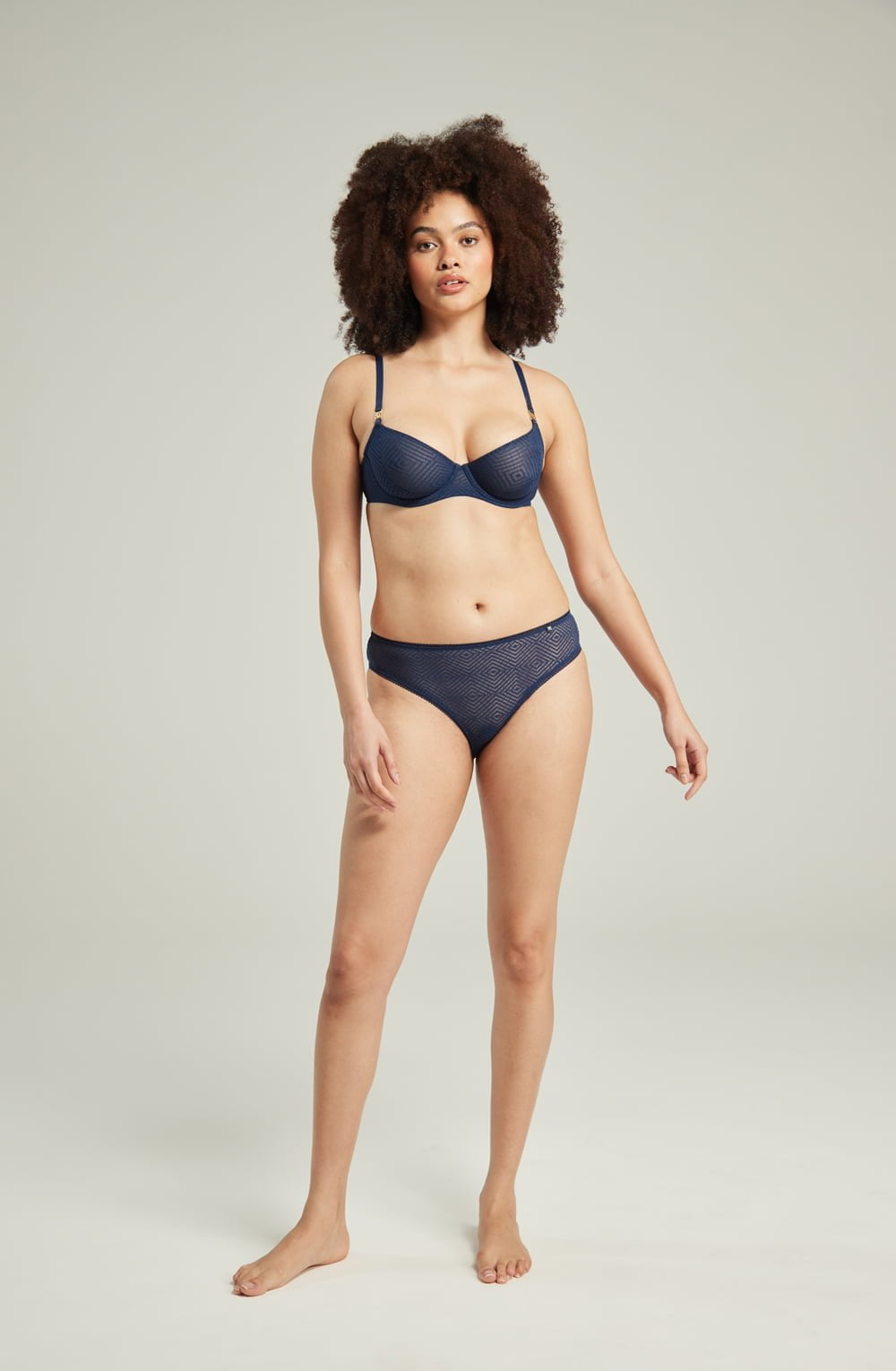 Nudea Deco Leg Navy Lace Briefs - view 4