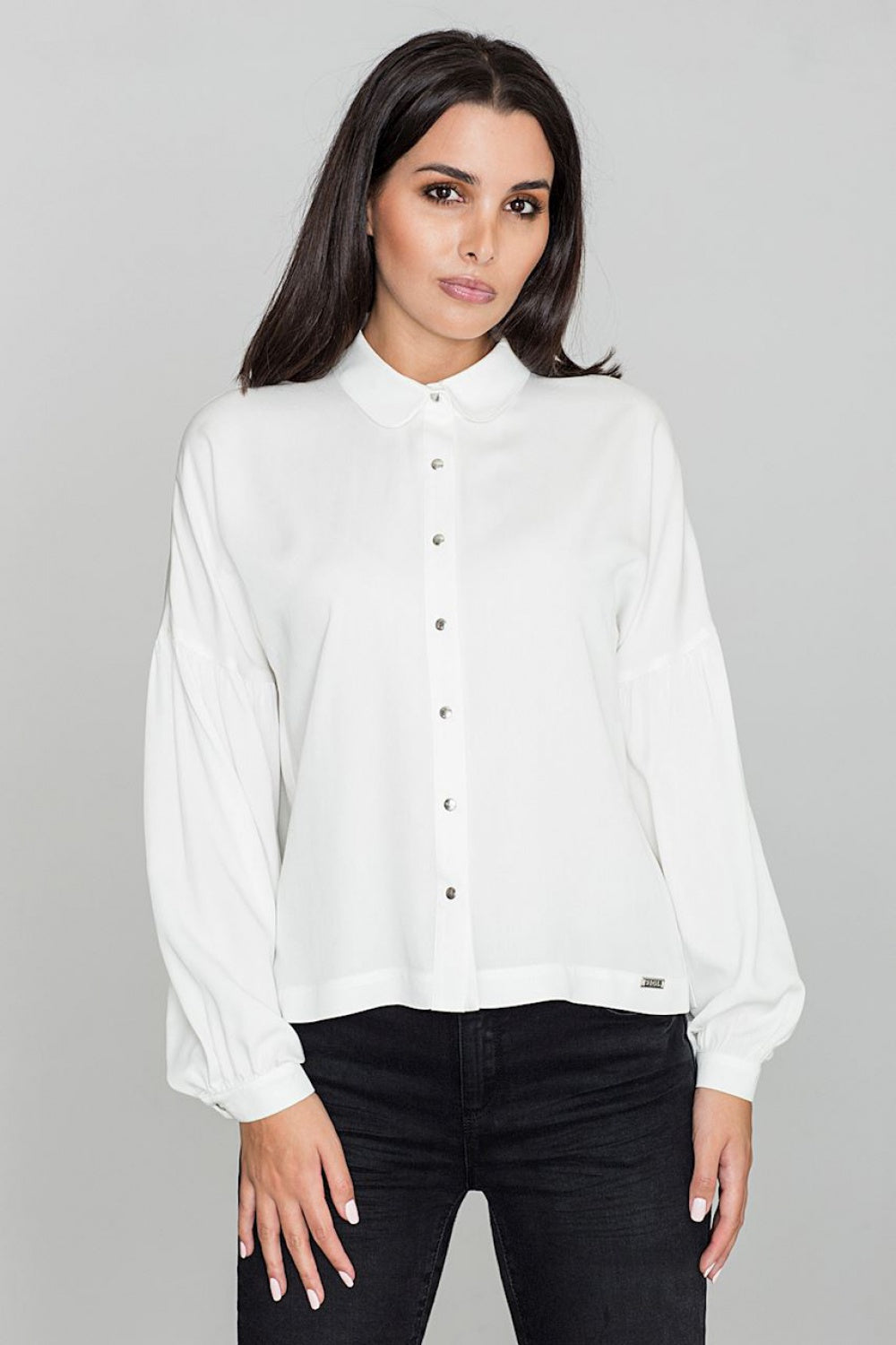 Figl Ecru Pleated Long Sleeve Top