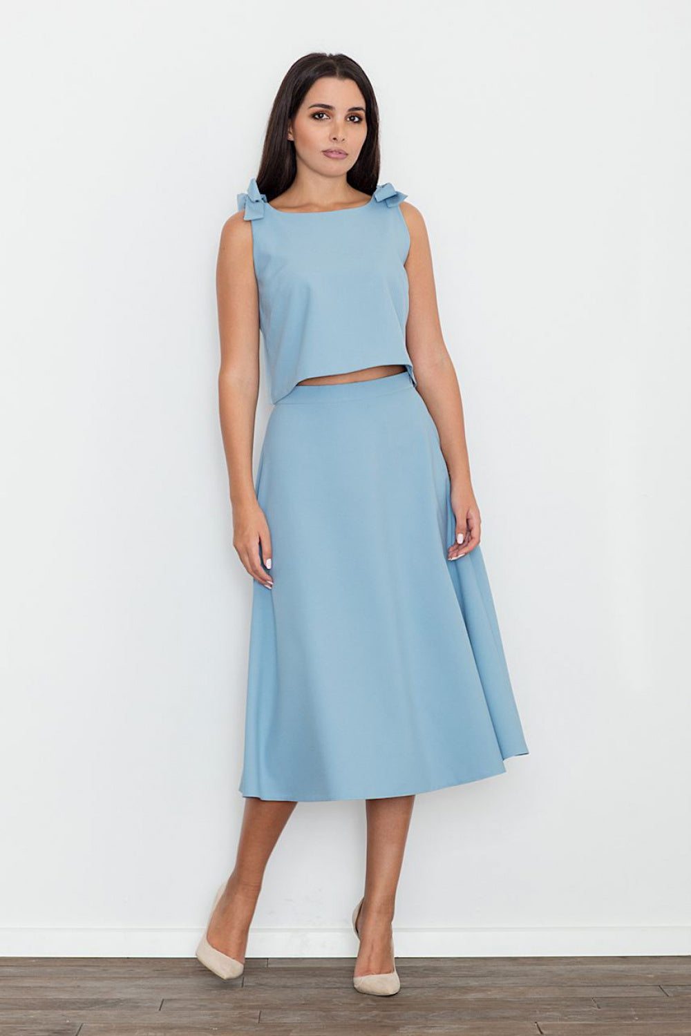 Figl Blue Straight Flared Skirt Co-Ord Set