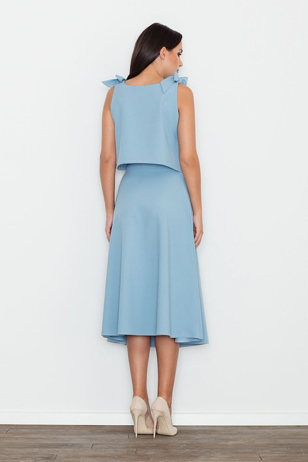 Figl Blue Straight Flared Skirt Co-Ord Set - view 3