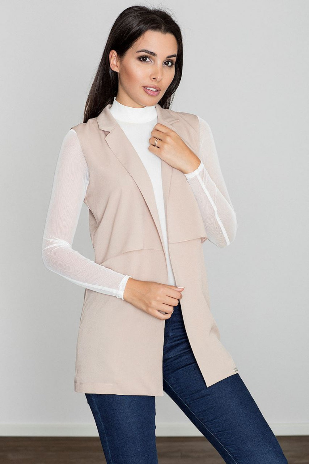 Figl Beige Collared Gilet